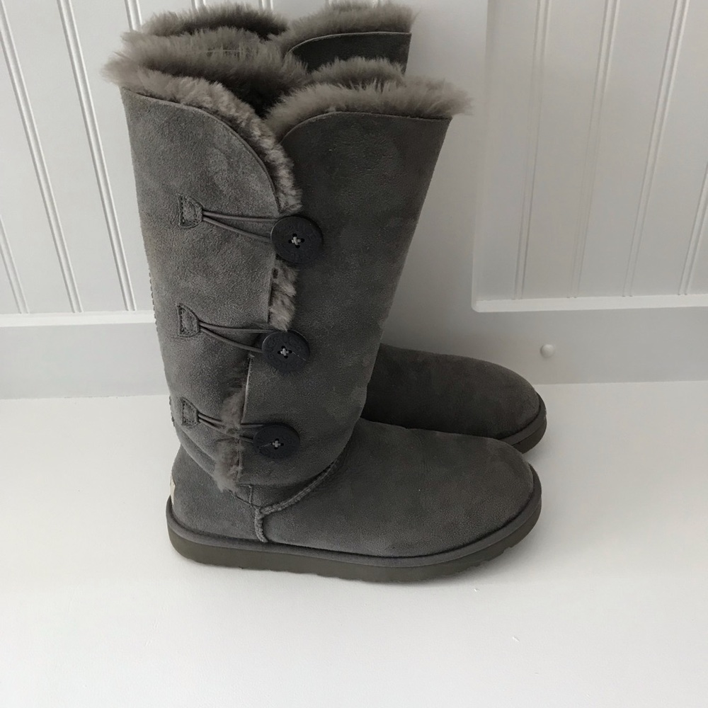 Ugg Gray Bailey Button Tall Women's Boots - Picture 2 of 7